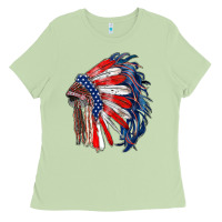 Matcha american flag indian headdress Ladies Tee - RanaPortraitStore