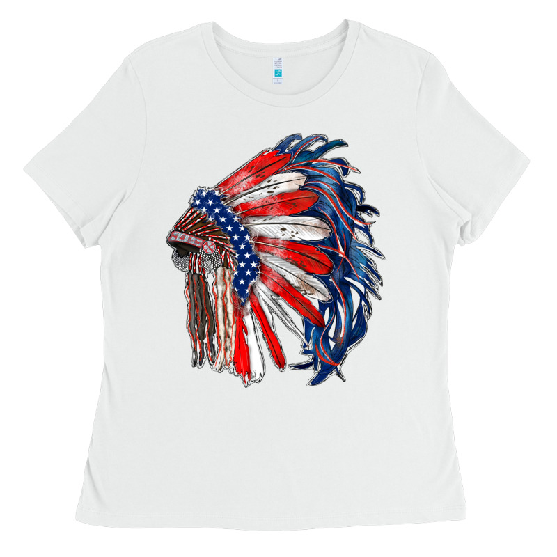 American Flag Indian Headdress Ladies Tee by RanaPortraitStore | Teevron