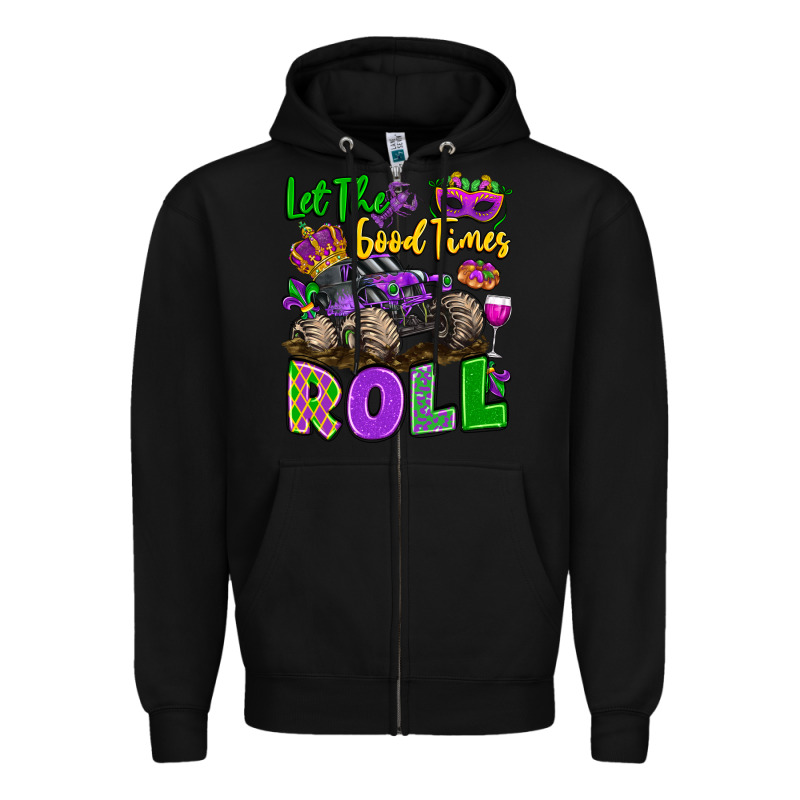 Let The Good Times Roll With Mardi Gras Monster Tr Zipper Hoodie by LillyAllenDesigns | Teevron
