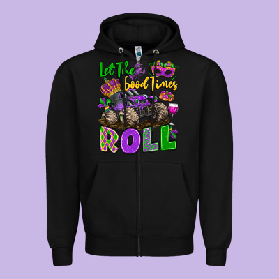 Let The Good Times Roll With Mardi Gras Monster Tr Zipper Hoodie Designed By Lillyallendesigns