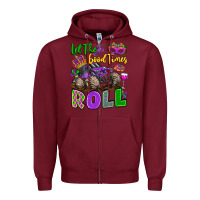 Burgundy let the good times roll with mardi gras monster tr Zipper Hoodie - LillyAllenDesigns
