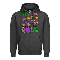 Charcoal Heather let the good times roll with mardi gras monster tr Zipper Hoodie - LillyAllenDesigns