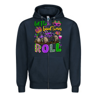 Navy let the good times roll with mardi gras monster tr Zipper Hoodie - LillyAllenDesigns