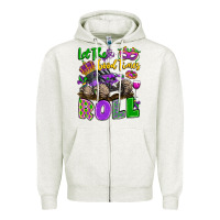 Oatmeal Heather let the good times roll with mardi gras monster tr Zipper Hoodie - LillyAllenDesigns
