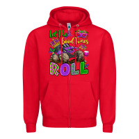 Red let the good times roll with mardi gras monster tr Zipper Hoodie - LillyAllenDesigns