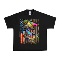 Black American Flag With Bass Fish Urban Heavy Tee - LillyAllenDesigns