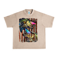 French Oak American Flag With Bass Fish Urban Heavy Tee - LillyAllenDesigns