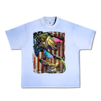Grape Ice American Flag With Bass Fish Urban Heavy Tee - LillyAllenDesigns