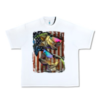 White American Flag With Bass Fish Urban Heavy Tee - LillyAllenDesigns