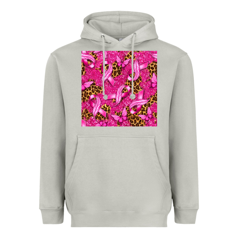 Breast Cancer With Ribbon And Butterfly Seamless P Heavyweight Hoodie by texasbilliewilder | Teevron