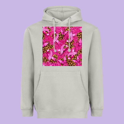 Breast Cancer With Ribbon And Butterfly Seamless P Heavyweight Hoodie Designed By Texasbilliewilder