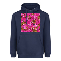 Navy breast cancer with ribbon and butterfly seamless p Heavyweight Hoodie - texasbilliewilder