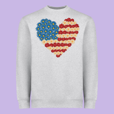 American Heart Flag Heavyweight Sweatshirt Designed By Maliassmallbusiness