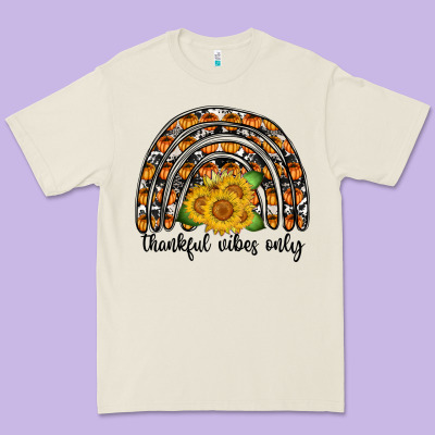 Thankful Vibes Only Premium Tee Designed By Cowhidedigitalart