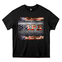 Black papa metal and american flag tumbler Heavy Core Tee - BarkalooDesign