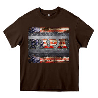 Chocolate Brown papa metal and american flag tumbler Heavy Core Tee - BarkalooDesign