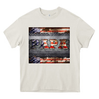 Cream papa metal and american flag tumbler Heavy Core Tee - BarkalooDesign