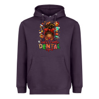 Plum Santa's Favorite Dental Squad Afro Messy Bun Heavyweight Hoodie - texasbilliewilder