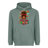 Sage Santa's Favorite Dental Squad Afro Messy Bun Heavyweight Hoodie - texasbilliewilder
