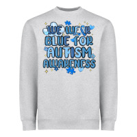 Heather Grey we wear blue for autism awareness Heavyweight Sweatshirt - MaliasSmallBusiness