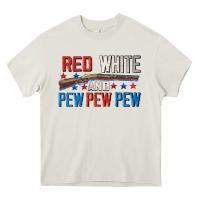 Cream Red white and pew pew pew Heavy Core Tee - CowGirlArtShop
