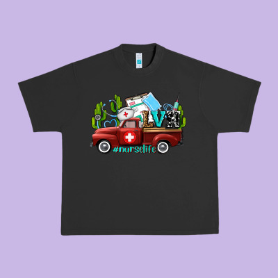 Lvn Nurse Truck With Cactus And Sunflowers Urban Heavy Tee Designed By Adodesignshop