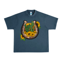 Midnight Navy western horseshoe sunflower cactus Urban Heavy Tee - BarkalooDesign