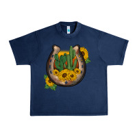 Navy western horseshoe sunflower cactus Urban Heavy Tee - BarkalooDesign