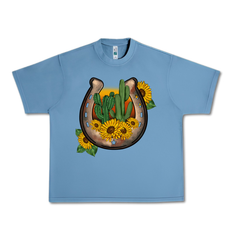 Western Horseshoe Sunflower Cactus Urban Heavy Tee by BarkalooDesign | Teevron