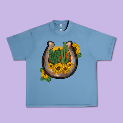 Western Horseshoe Sunflower Cactus Urban Heavy Tee Designed By Barkaloodesign