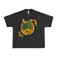 Pigment Black western horseshoe sunflower cactus Urban Heavy Tee - BarkalooDesign