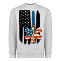 Heather Grey ems american flag Heavyweight Sweatshirt - MaliasSmallBusiness