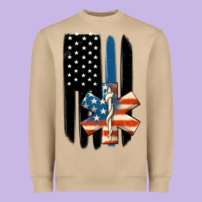 Ems American Flag Heavyweight Sweatshirt Designed By Maliassmallbusiness