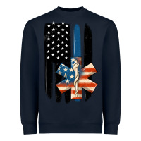 Navy ems american flag Heavyweight Sweatshirt - MaliasSmallBusiness