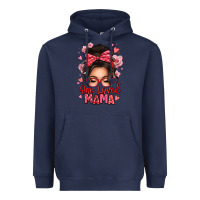 Navy one loved mama messy bun Heavyweight Hoodie - texasbilliewilder