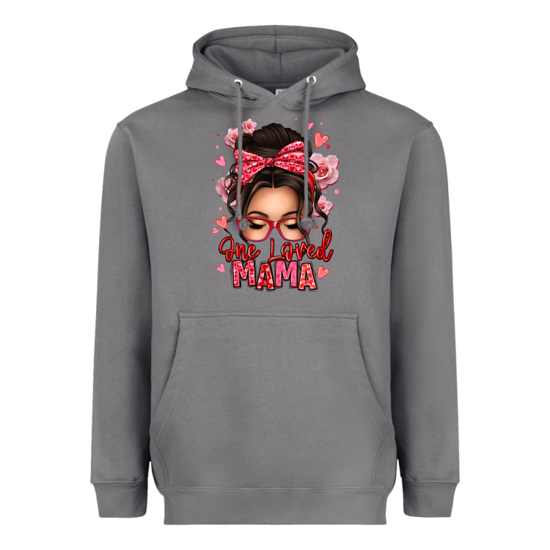 One Loved Mama Messy Bun Heavyweight Hoodie by texasbilliewilder | Teevron