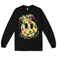 Black smiley face mardi gras Long Sleeve Tee - MaliasSmallBusiness