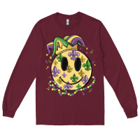 Burgundy smiley face mardi gras Long Sleeve Tee - MaliasSmallBusiness