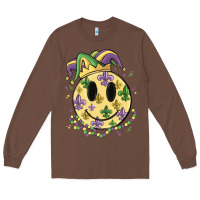 Chestnut smiley face mardi gras Long Sleeve Tee - MaliasSmallBusiness