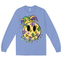Colony Blue smiley face mardi gras Long Sleeve Tee - MaliasSmallBusiness