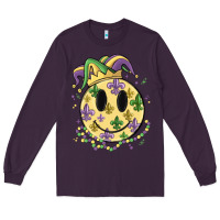 Plum smiley face mardi gras Long Sleeve Tee - MaliasSmallBusiness
