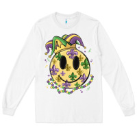 White smiley face mardi gras Long Sleeve Tee - MaliasSmallBusiness
