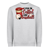 Heather Grey i run on coffee and baseball Heavyweight Sweatshirt - MaliasSmallBusiness