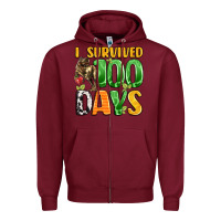 Burgundy dinosaur 100day celebration Zipper Hoodie - LillyAllenDesigns
