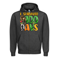 Charcoal Heather dinosaur 100day celebration Zipper Hoodie - LillyAllenDesigns