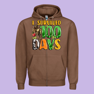 Dinosaur 100day Celebration Zipper Hoodie Designed By Lillyallendesigns