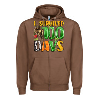 Chestnut dinosaur 100day celebration Zipper Hoodie - LillyAllenDesigns