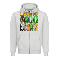 Dove Grey dinosaur 100day celebration Zipper Hoodie - LillyAllenDesigns