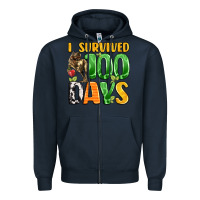 Navy dinosaur 100day celebration Zipper Hoodie - LillyAllenDesigns