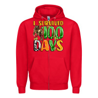 Red dinosaur 100day celebration Zipper Hoodie - LillyAllenDesigns